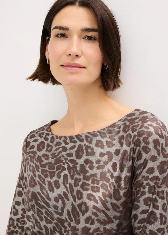 Shirt met glanzende luipaardprint, bonprix