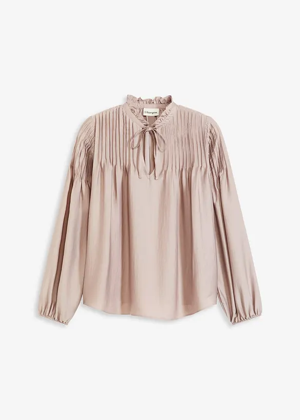 Tuniekblouse van glanzend satijn met biezen, bonprix