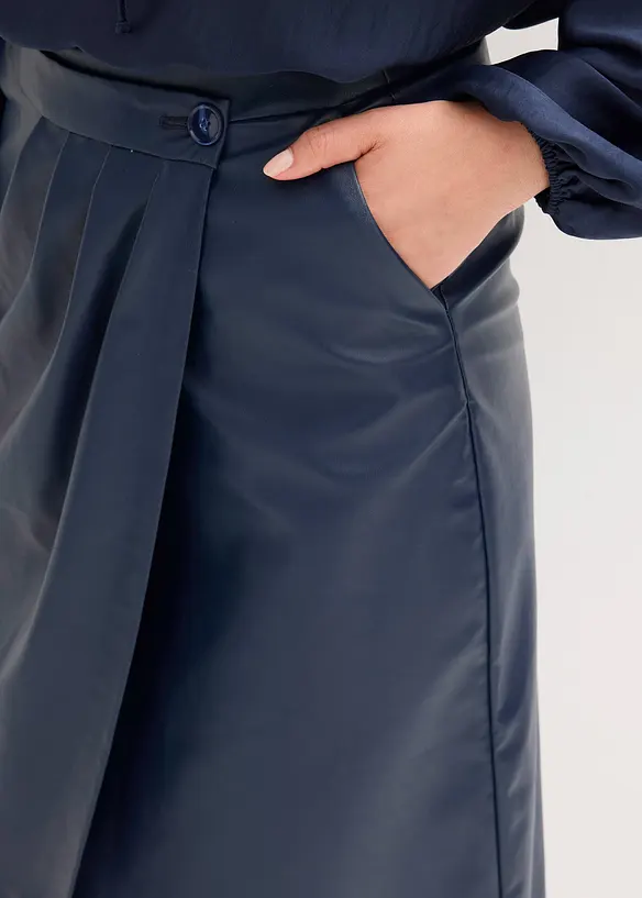 Imitatieleren midirok in wikkellook, bonprix