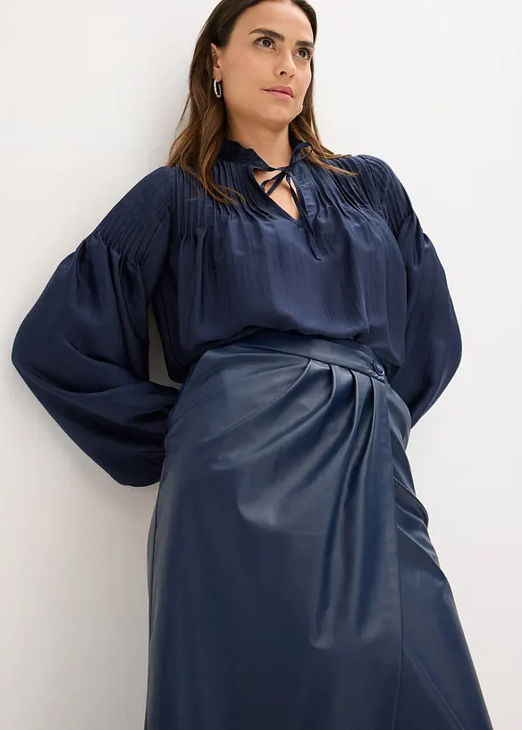 Imitatieleren midirok in wikkellook, bonprix