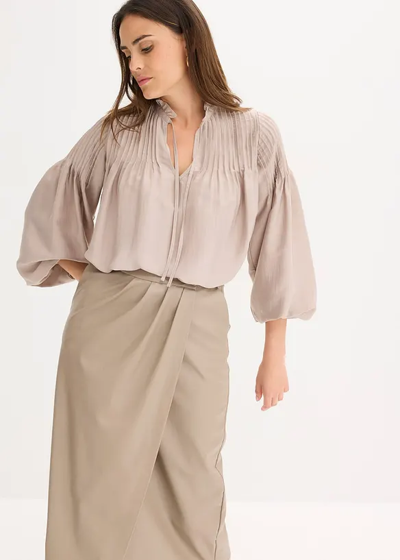 Imitatieleren midirok in wikkellook, bonprix