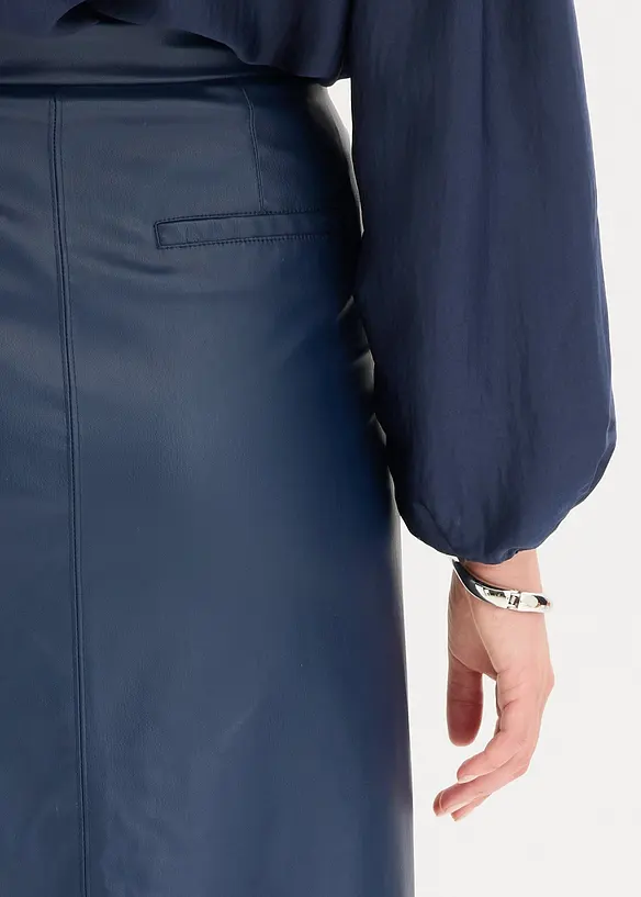 Imitatieleren midirok in wikkellook, bonprix