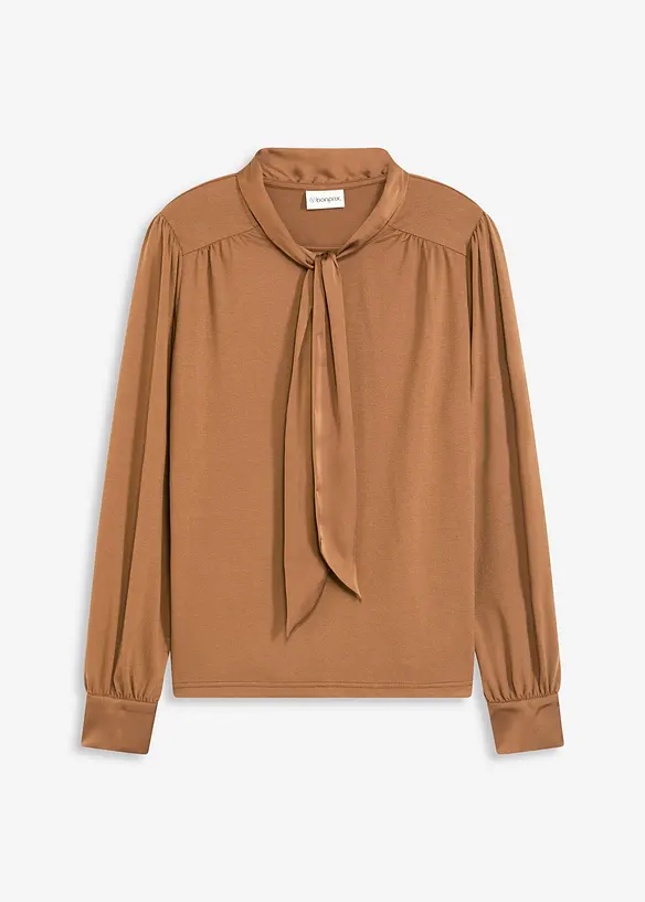 Shirt met viscose en satijnen strik, bonprix