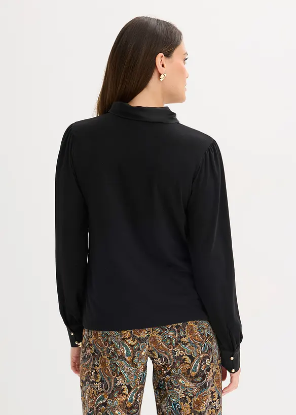 Shirt met viscose en satijnen strik, bonprix
