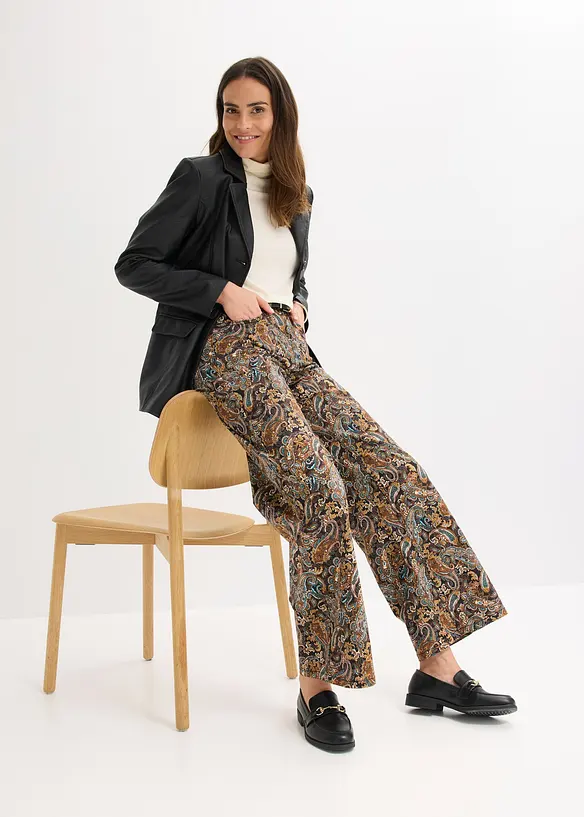 Wide leg stretch broek met katoen, bonprix
