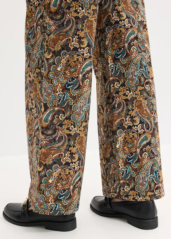 Wide leg stretch broek met katoen, bonprix