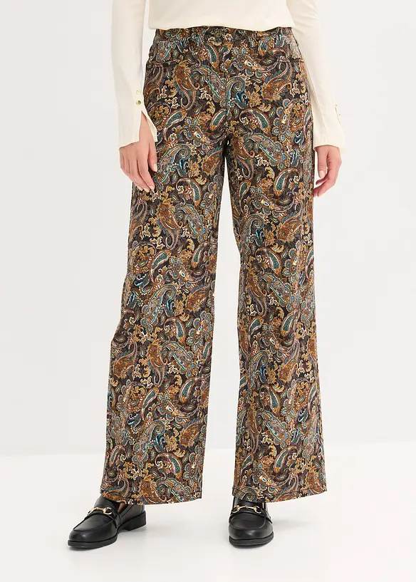 Wide leg stretch broek met katoen, bonprix