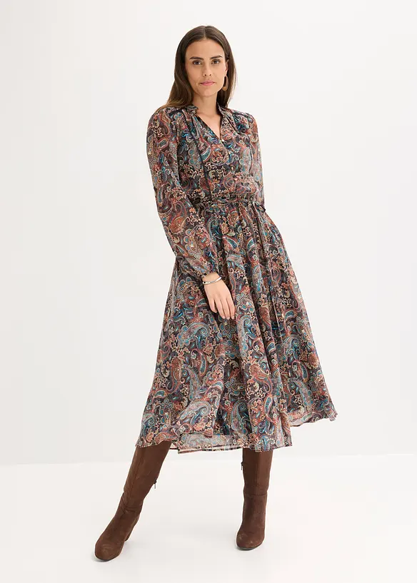 Chiffon jurk met paisley dessin, bonprix