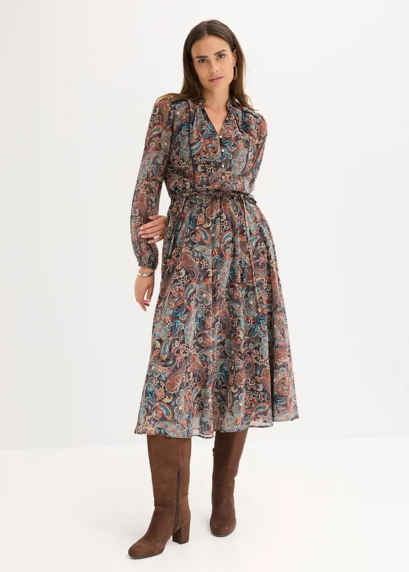 Chiffon jurk met paisley dessin, bonprix