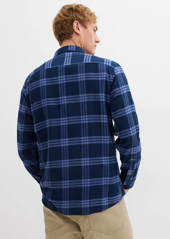 Flanel overhemd met lange mouwen en biologisch katoen, bonprix