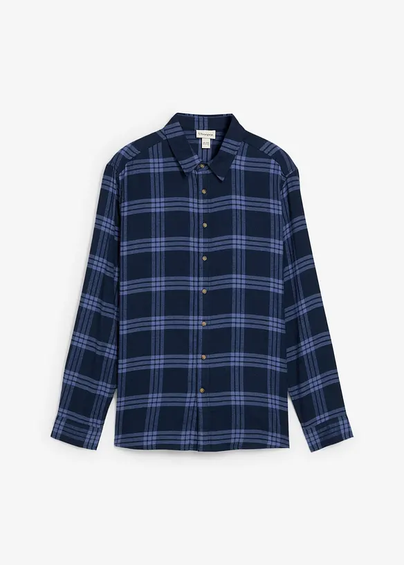 Flanel overhemd met lange mouwen en biologisch katoen, bonprix