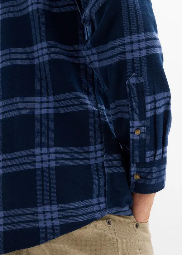 Flanel overhemd met lange mouwen en biologisch katoen, bonprix