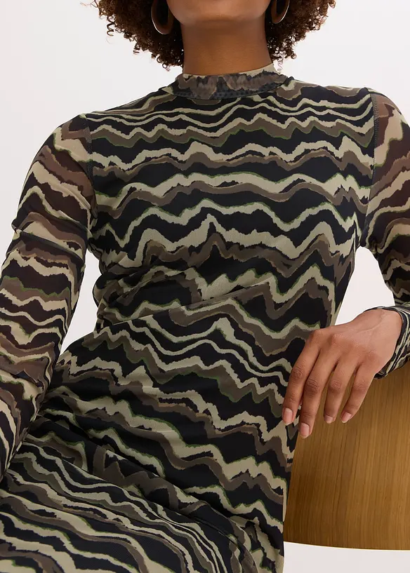 Midi jurk van zacht mesh, bonprix
