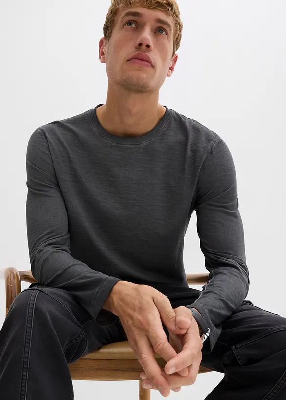 Longsleeve in gewassen look (set van 2), bonprix