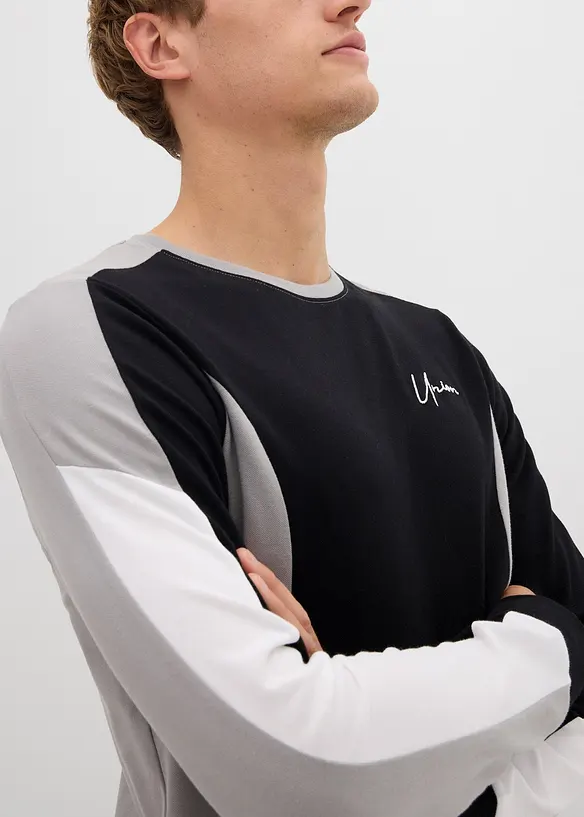 Longsleeve van elastische katoenmix, slim fit, bonprix