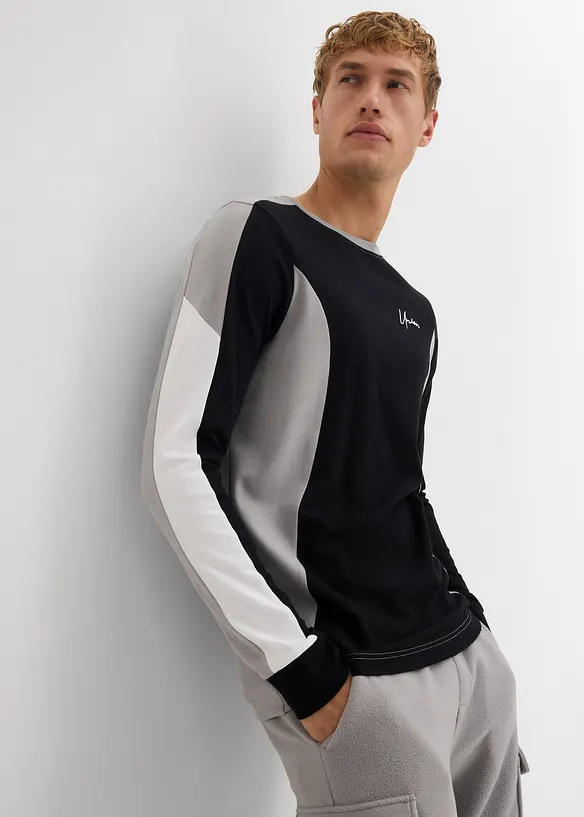 Longsleeve van elastische katoenmix, slim fit, bonprix