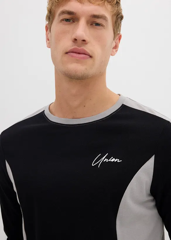 Longsleeve van elastische katoenmix, slim fit, bonprix