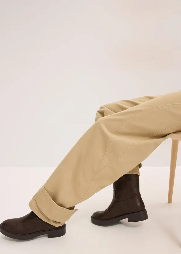 Twill broek met hoge band, bonprix