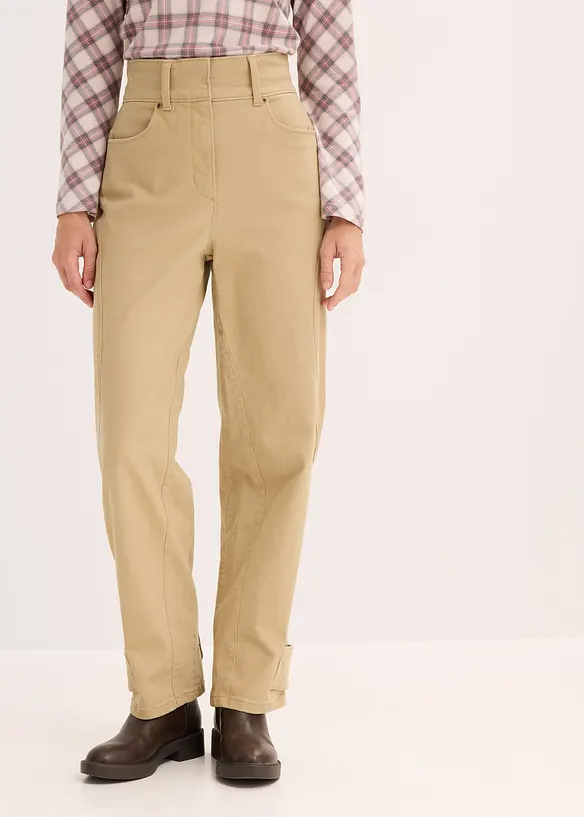 Twill broek met hoge band, bonprix
