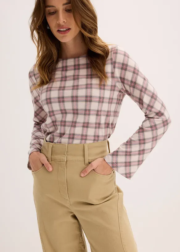 Twill broek met hoge band, bonprix