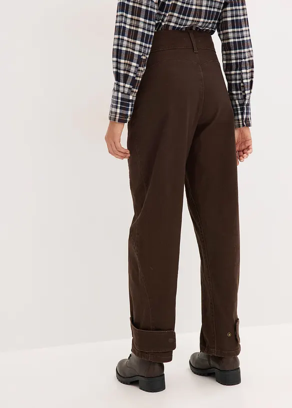 Twill broek met hoge band, bonprix