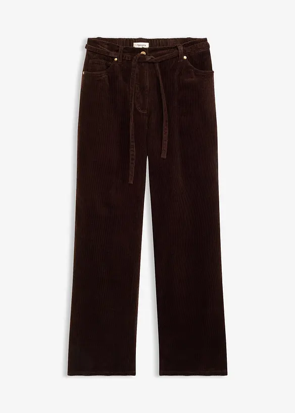 Wijde corduroy broek met strikkoord, bonprix
