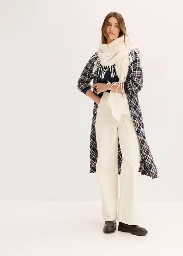 Wijde corduroy broek met strikkoord, bonprix
