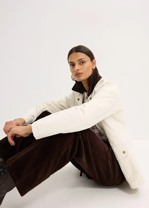 Wijde corduroy broek met strikkoord, bonprix