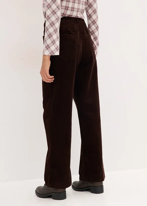 Wijde corduroy broek met strikkoord, bonprix
