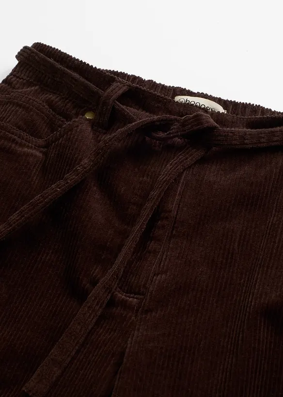 Wijde corduroy broek met strikkoord, bonprix
