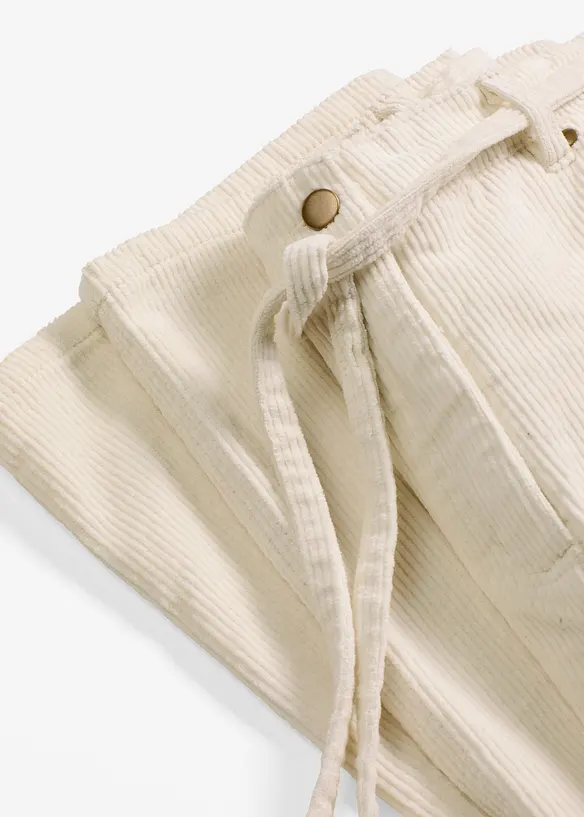 Wijde corduroy broek met strikkoord, bonprix