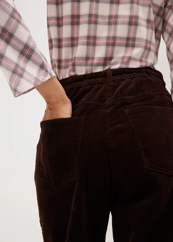 Wijde corduroy broek met strikkoord, bonprix