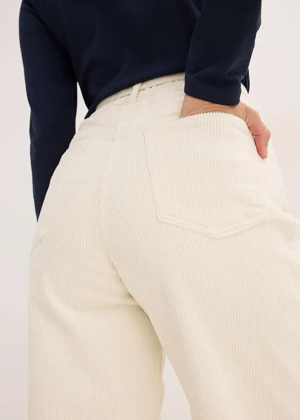 Wijde corduroy broek met strikkoord, bonprix