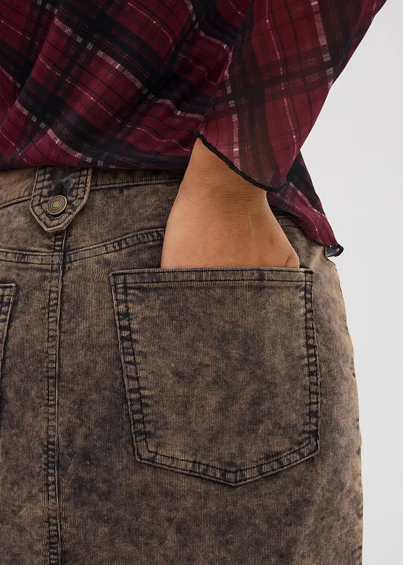 Korte corduroy rok in washed out look, bonprix