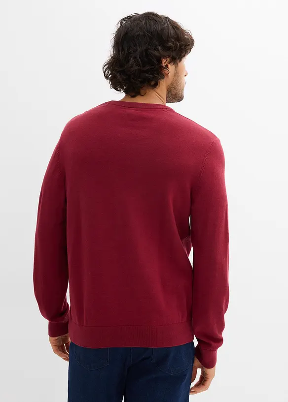Fijn gebreide trui met ronde hals en katoen, regular fit, bonprix
