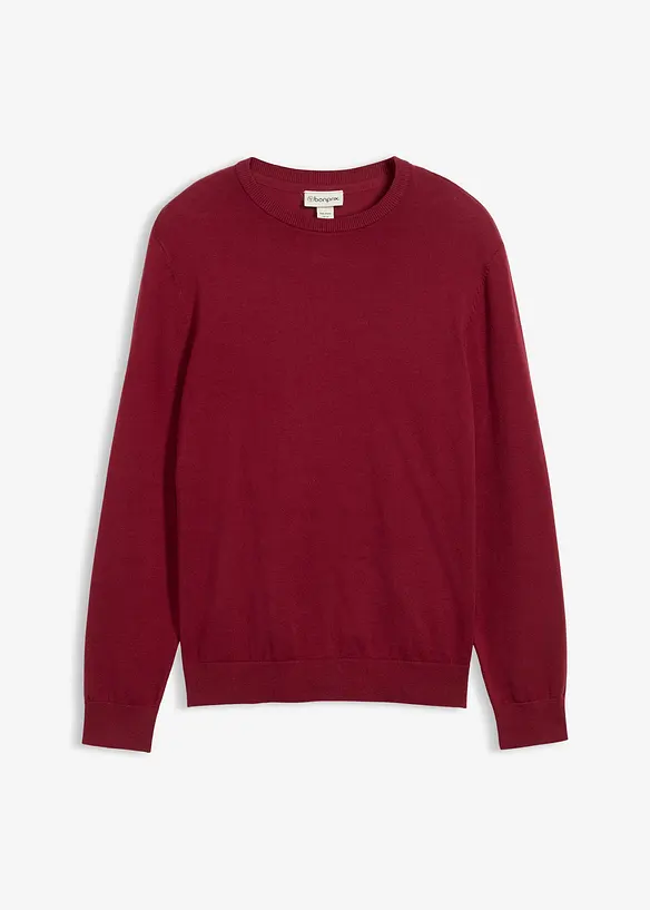 Fijn gebreide trui met ronde hals en katoen, regular fit, bonprix