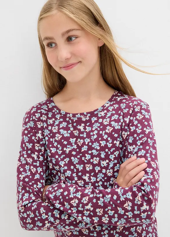 Geribde jersey jurk van puur katoen, bonprix