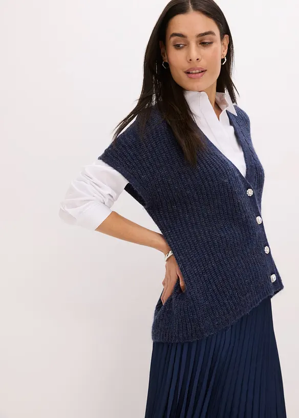 Mouwloos vest met decoratieve knopen, bonprix