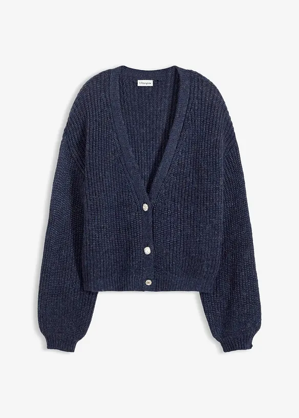 Oversized vest met glanzend garen en wol, bonprix