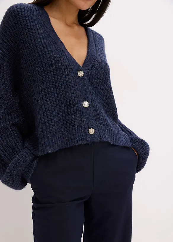 Oversized vest met glanzend garen en wol, bonprix