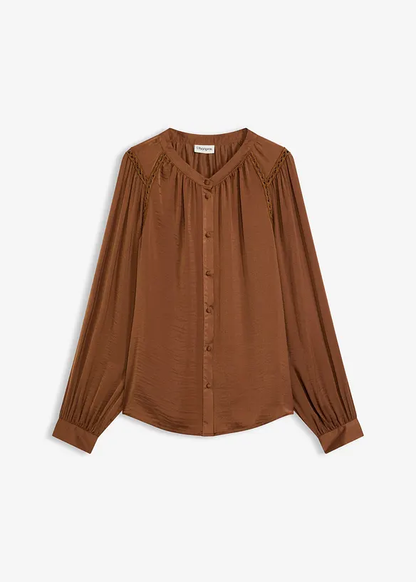 Blouse met biezen van kant, bonprix