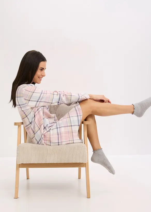 Geweven nachthemd van flanel met knoopsluiting, bonprix
