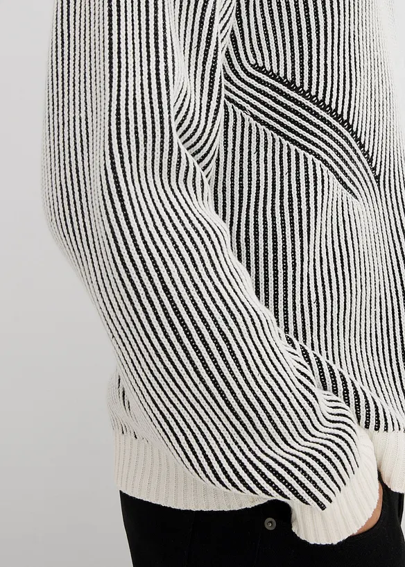 Geribde trui van een katoenmix, loose fit, bonprix