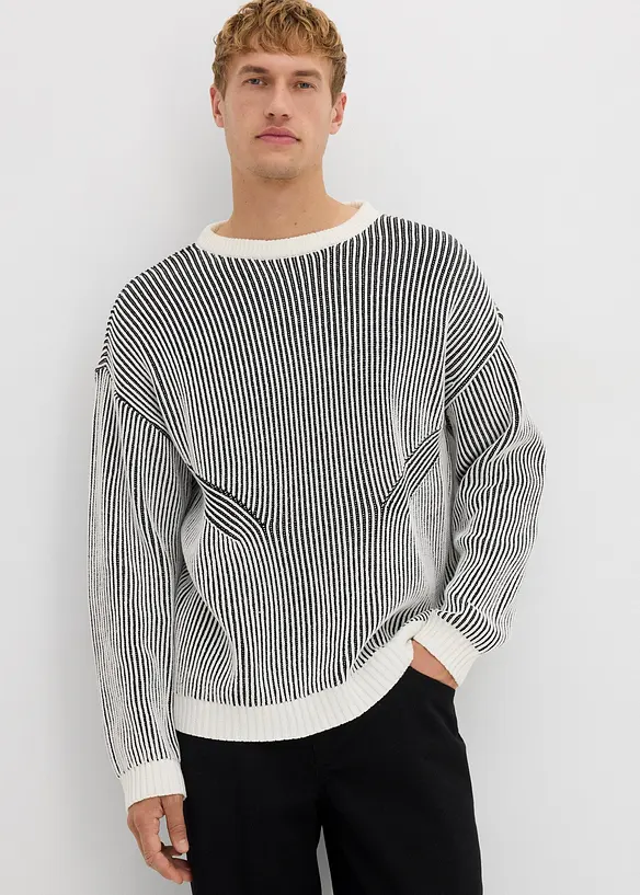 Geribde trui van een katoenmix, loose fit, bonprix