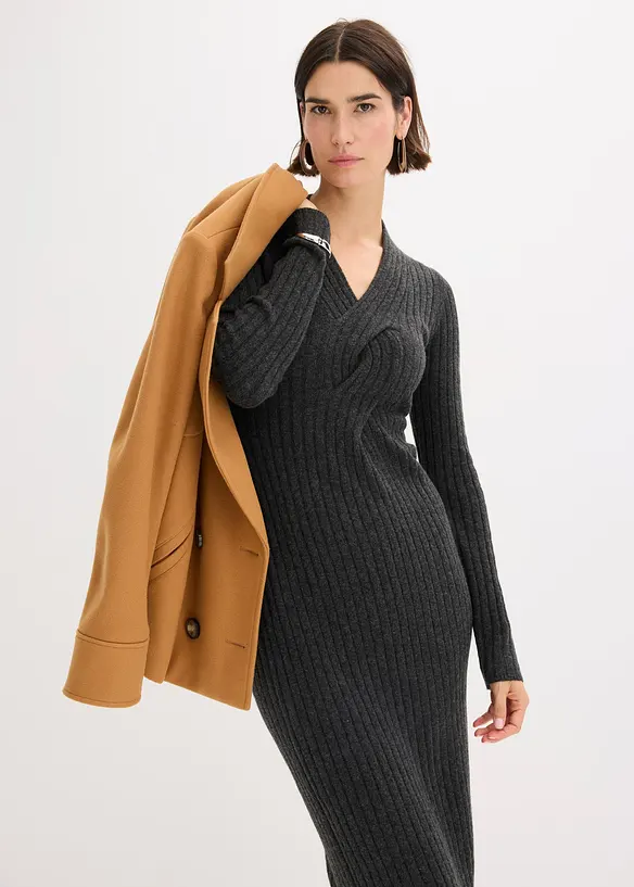 Gebreide jurk met wol, bonprix