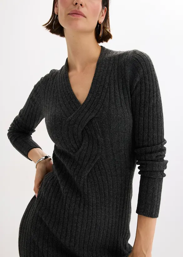 Gebreide jurk met wol, bonprix