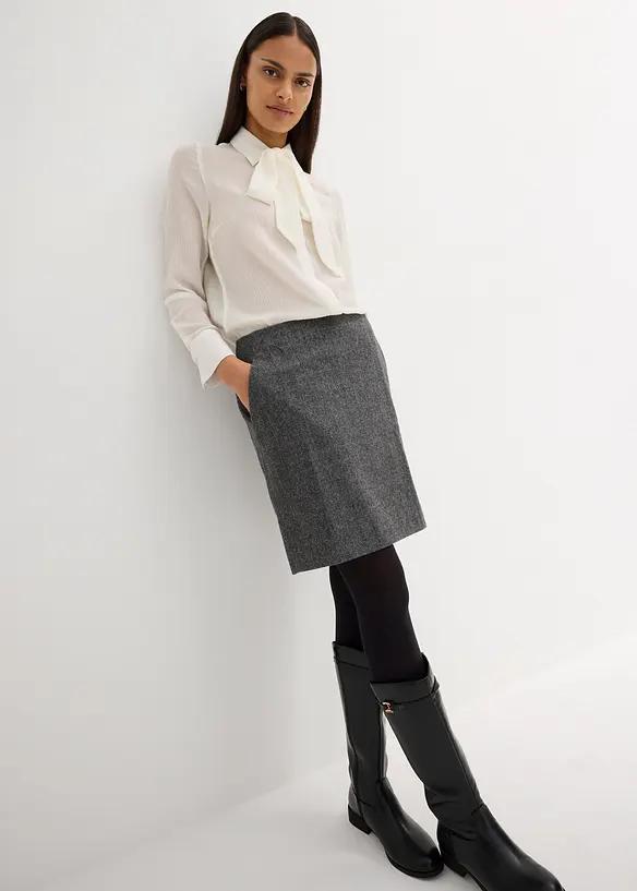 Wollen rok met visgraatpatroon, bonprix