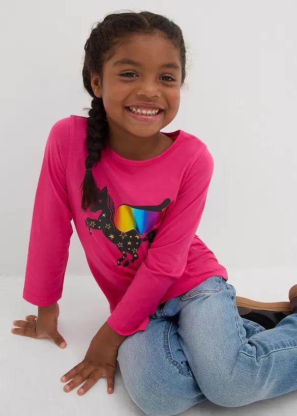 Meisjes longsleeve (set van 2) van biologisch katoen, bonprix
