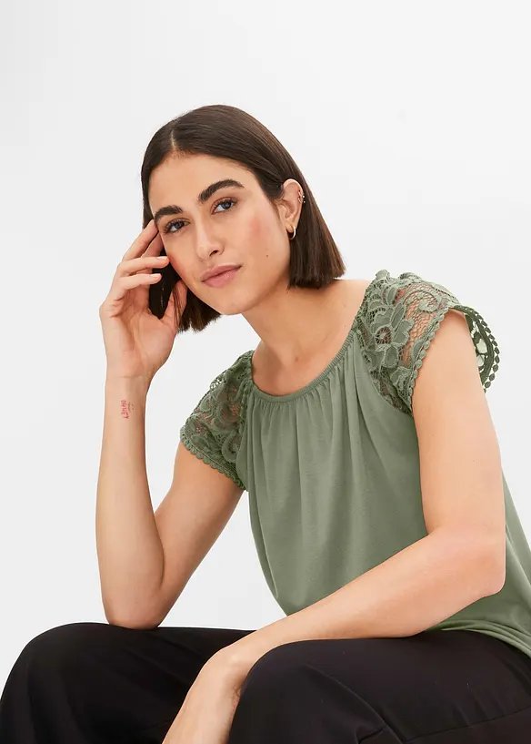 Shirt met kanten mouwen, bonprix