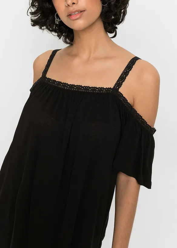 Cold shoulder shirt met kant, bonprix